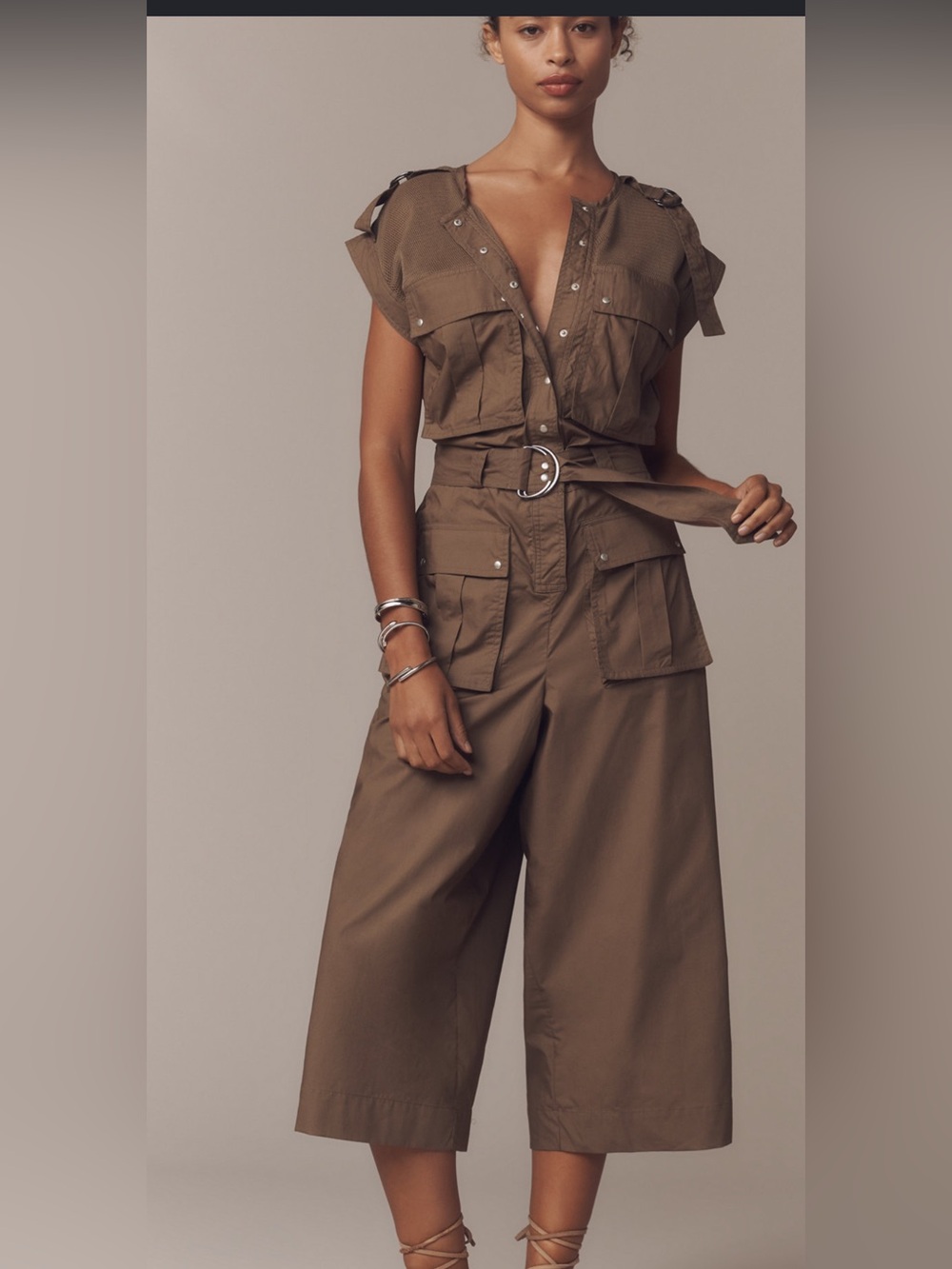 Anthropologie cropped safari jumpsuit,XS